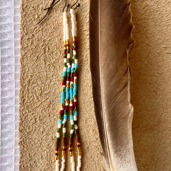 Beaded Earrings, Boho Earrings, Long Beaded Earrings, Unique Earrings - Picture 4 of 5